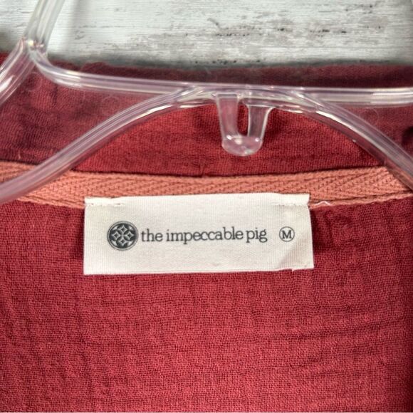 The Impeccable Pig Crinkle Cotton Babydoll Rust Bohemian Oversized Top M - Picture 11 of 12